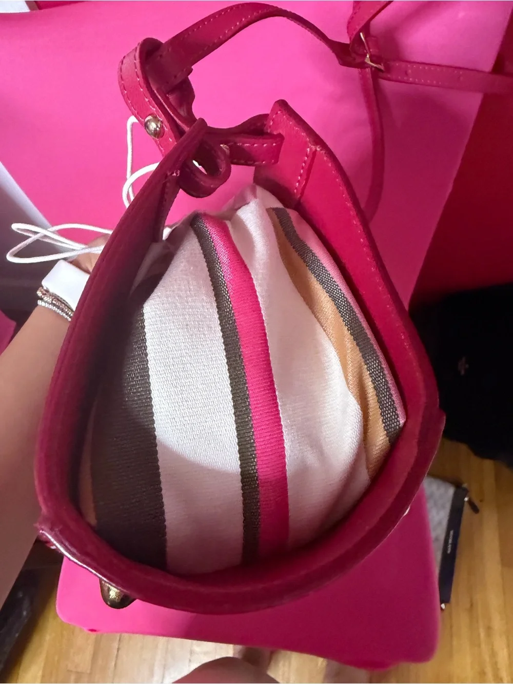 Hot Pink Drawstring Crossbody Bag for Women
